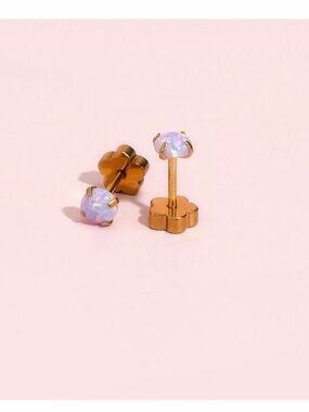 PiercedCo Purple Opals Girls Earrings Jewelry